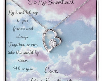 Forever Love Necklace, Heart Shaped White Gold Necklace, Luxury Box