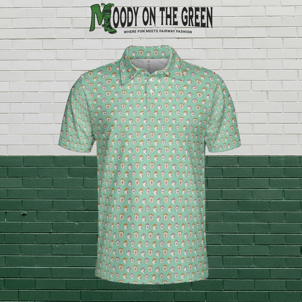 Green Western Dog Golf Shirt, Golf Gift For Men Golf Polo, Funny Golf Shirt, Gift For Dog Lover, Gift For Golfer Athletic Polo Sport Shirt Teeplaza Design