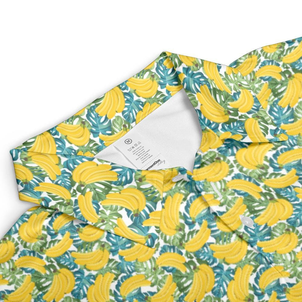 Men's Silly Funny Golf Polo Shirt With Banana Monstera Leaf