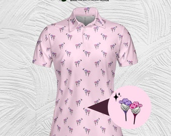 Bestees Cowgirl Golf Ball Golf Polo for Western Ladies Besties, Cute Pink and Purple Funny Country Collared Shirt Gift for Girl Best Friends
