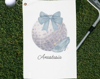 Toalla de golf personalizada con diseño de princesa zapatilla de cristal para mujer. Regalo de golf para ella. Regalo para golfistas. Accesorios de golf bonitos inspirados en la magia.