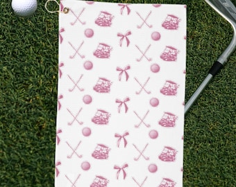 Pink Bow Golf Towel for Women Golf Gifts for Her Ladies Golfing Accessories Pink Golf Towel Cute Golf Equipment for Girl Gifts for Golfers