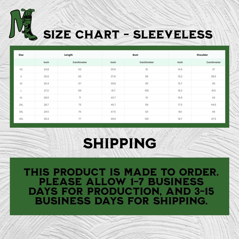 May include: Size chart for sleeveless tops with measurements in inches and centimeters. Sizes range from XS to 4XL. The chart includes bust, length, and shoulder measurements.