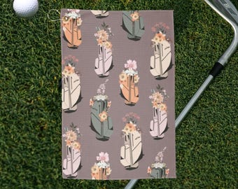 Golf Bag Golf Towel for Women Golfers Ladies Golf Accessories Boho Floral Mother's Day or Birthday Gift for Her with Flowers