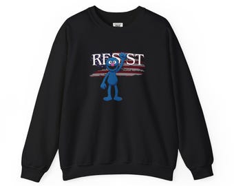 Blue Cartoon 'Resist' American Flag Sweatshirt | Protest Graphic