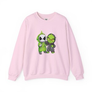 Jack Skellington and Grinch Crewneck Sweatshirt | Halloween Mashup image 7