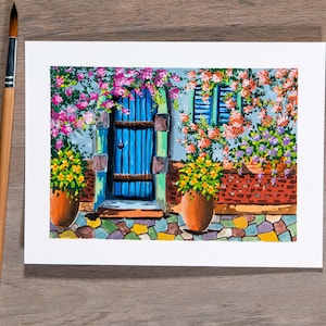 Flowering Entrance - Gouache painting - Original Landscape Decor / Floral Print / Illustrations Art Print / Small Art