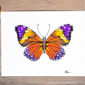 Betty the Butterfly Gouache Insect Butterfly Painting Print on