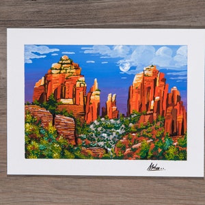 Original Gouache Painting Sedona Cathedral Rock & Art Print - Arizona Desert / Southwest Landscape Painting / Wall Decor