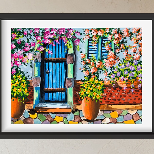 Botanical Garden Inspired Art Print for Home Decor & Gift Giving - Gouache Art Print - Landscape Wall Art Decor