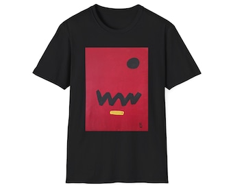 Stilvolles Unisex Softstyle T-Shirt mit abstraktem Design, lässiges T-Shirt, Kunst T-Shirt, Geschenk für Kunstliebhaber, Alltagskleidung, einzigartiges grafisches T-Shirt