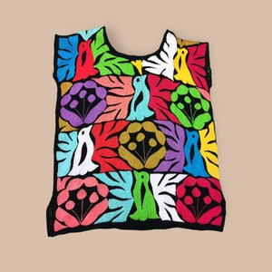 Colorful Oaxacan Regional Blouse Totally Hand Embroidery model &quot;Canarios&quot;