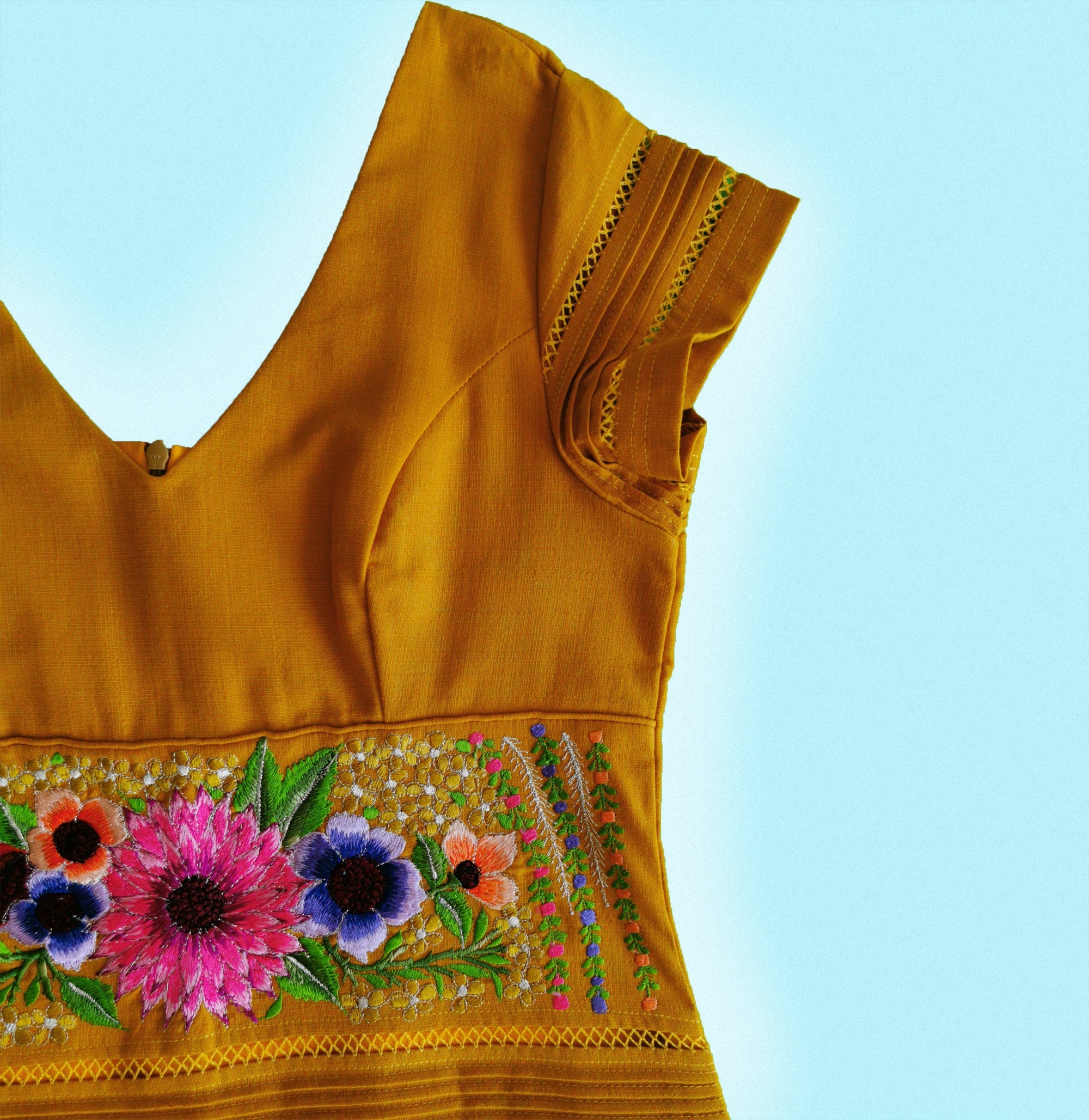 Artesanal Lino Vestidos Bordados Yucatecos Artesanal Lino Vestidos