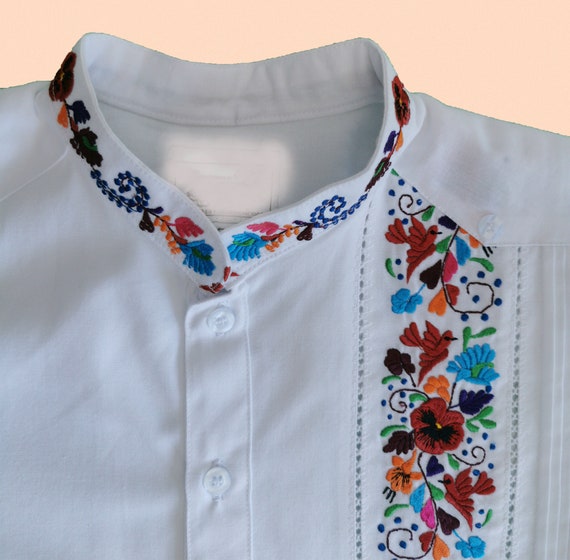 for Men Mexican Shirt Hand Embroidered Etsy