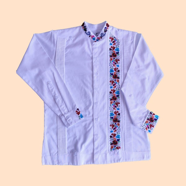 Guayabera for Men Mexican Traditional Shirt - Hand Embroidered for Men - Fathers Day Gift - Traditional Style Shirt - Filipina