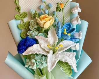 Handmade Crochet Flowers Bouquet, Lily, Cotton Yarn