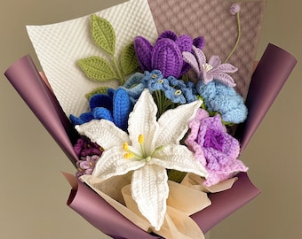 Handmade Crochet Flower Bouquet: Cotton Lily, Unique Home Decor, Appreciation Gift