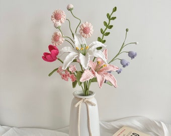 Crochet Flowers, Graduation, Home Decor, Finished Product, Crochet Lily, Crochet Gift, Birthday, Girlfriend Gift, Wife, Mom, Gift For Her