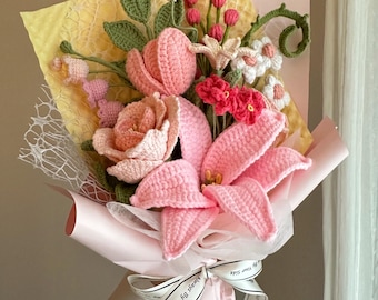 Mother's Day Gift, Crochet Flowers Bouquet, Handmade Rose, Graduation, Roses, Finished Product, Birthday Gift, Mom, Girlfriend, Gift For Her