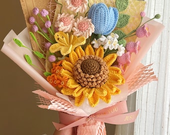 Get Well Soon Crochet Flowers Bouquet, Cheer Up, Birthday Gift, Finished Product, Handmade Flowers, Home Decor, Thinking of You, Gift
