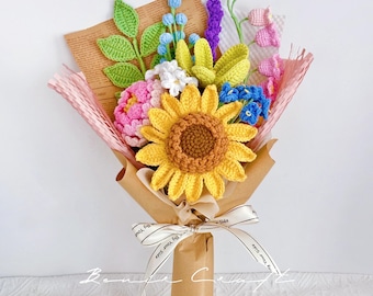 Crochet Flowers Bouquet, Sunflower, Mother’s Day Gift, Home Decor, Gift for Her, Handmade Flowers, Wife, Girlfriend, Appreciation Gift