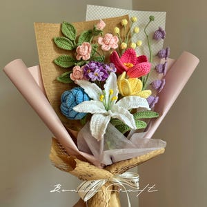 Crochet Flower Bouquet, Handmade Flower, Sunflower, Forever Flower, Rose Lily, Gift for Her, Wedding, Birthday, Christmas Gift, Home Decor