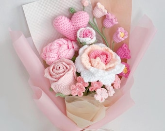 Crochet Flowers Bouquet, Mother's Day Gift, Handmade Rose, Birthday Gift, Graduation, Roses, Finished Product, Mom, Wife, Love, Gift For Her