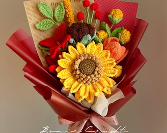 Handmade Crochet Sunflower Bouquet, Mother's Day Gift, Birthday, Finished Product, Home Decor, Girlfriend, Wife, Anniversary, Gift For Her