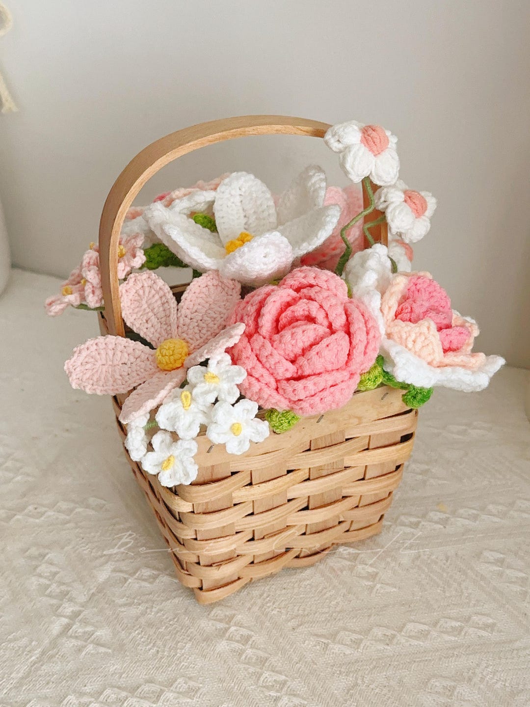 Customized Crochet Wedding Flower Basket, Bridal Flower Basket ...