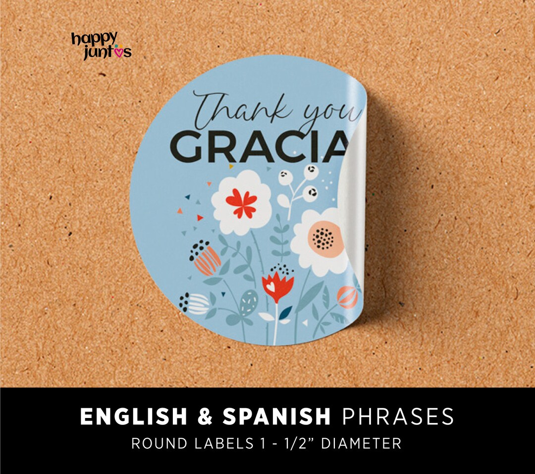 Printable gracias & Thank You Round Sticker, Product Tag, Packaging or ...