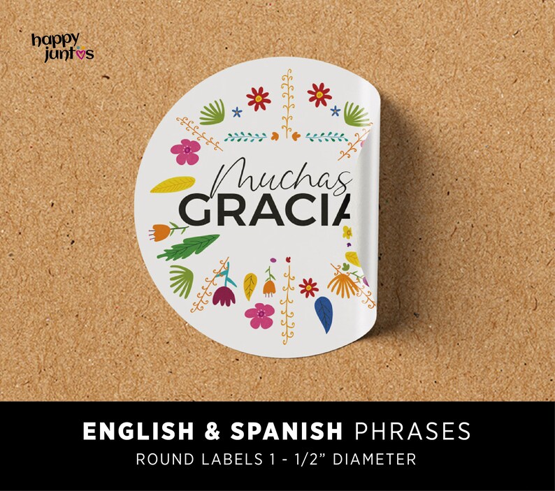 Printable 'muchas Gracias' Round Sticker, Product Tag, Packaging or ...