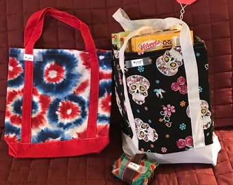 Handmade Reusable Grocery Bags/market bags/farmers market bags/tote bags—many different materials