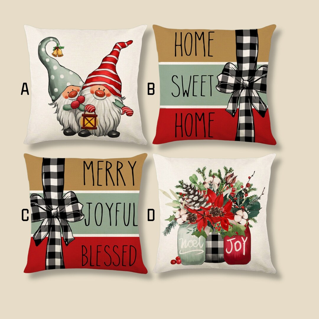 Christmas Sofa Pillows Christmas Cheer Home Decor Gift Etsy
