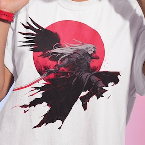 Chemise graphique unisexe Seph guerrier ailé sombre, chemise FF7, t-shirt Final Fantasy, FF Merch, chemise Moogle