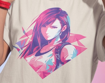 Tifa Retro Style Softstyle T-Shirt, FF7 Shirt, Final Fantasy Tee, FF Merch, Moogle Shirt, FF7 Shirt