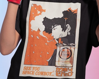 T-shirt graphique unisexe affiche de cigarettes vintage, chemise Quoi qu'il arrive, chemise Spike, t-shirt Bebop, vêtements hors-la-loi, chemise Lets Jam