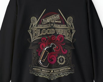 Blood Vials Crewneck Sweatshirt, Bloodborne Sweatshirt, Blood Vials Jumper, Demon Hoodie, Tarnished Pullover, Soulsborne Sweatshirt
