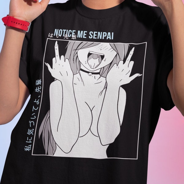 Bemerke mich Unisex Grafik Shirt, Waifu Shirt, süßes Mädchen Shirt, Kawaii T-Shirt, Anime Mädchen Shirt, Teufel Mädchen, gehörntes Mädchen, UwU Girl