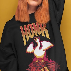 Duck of Doom Honk Honk Crewneck Sweatshirt, Gaming Shirt, PC Games Shirt, Parody Shirt, Mashup Shirt, Honk Shirt, Goose Shirt