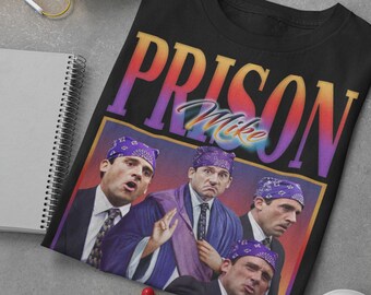 T-shirt graphique unisexe PRISON MIKE hommage, t-shirt hommage, chemise d'acteur vintage, chemise rétro des années 80, chemise de bureau TV, chemise bootleg