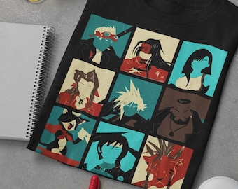 Fantasy Characters Mosaic Unisex Graphic Tee, FF7 Shirt, Final Fantasy Tee, FF Merch, Moogle Shirt