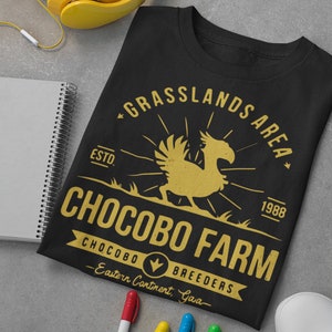 Choco Farm Unisex Graphic Tee, FF7 Shirt, Fantasy Shirt, JRPG Tshirt, Gamer Shirt, Moogle Shirt, FF Tee, FFXIV, FF7