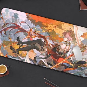Changli WuWa Artistic Desk Mat Mouse Pad, Gaming Mouse Pad, Wuthering Waves Desk Mat, Changli Mouse Pad, Gaming Mouse Pad 15.5" × 31"