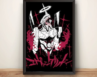 Eva Bloody Mech Tsukoshi Style Premium Matte Vertical Poster, Mech Print, Otaku Wall Art, Mech Suit Poster