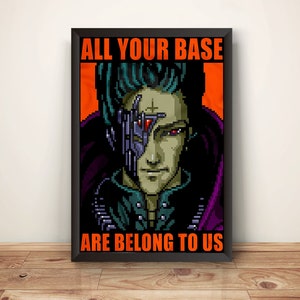 All Your Base Meme Vertical Poster, Retro Gaming Wall Art, Vintage Gamer Poster, Meme Poster, Gamer Gift