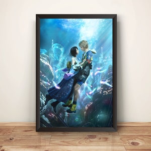 Fantasy Yuna FFX Underwater Love Matte Vertical Poster, Final Fantasy Poster, FF7 Poster, FF Wall Art