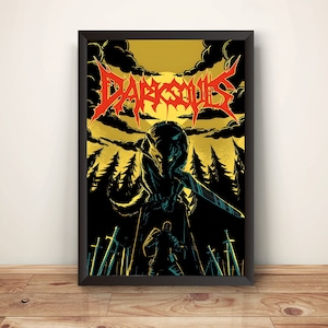 Póster vertical de Metal Souls, arte mural de gamer, póster de Souls, póster de Great Wolf, impresión de banda de metal