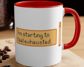 Stardew Valley Mug, Exhausted Gamer Gift, Two-Tone Coffee Cup