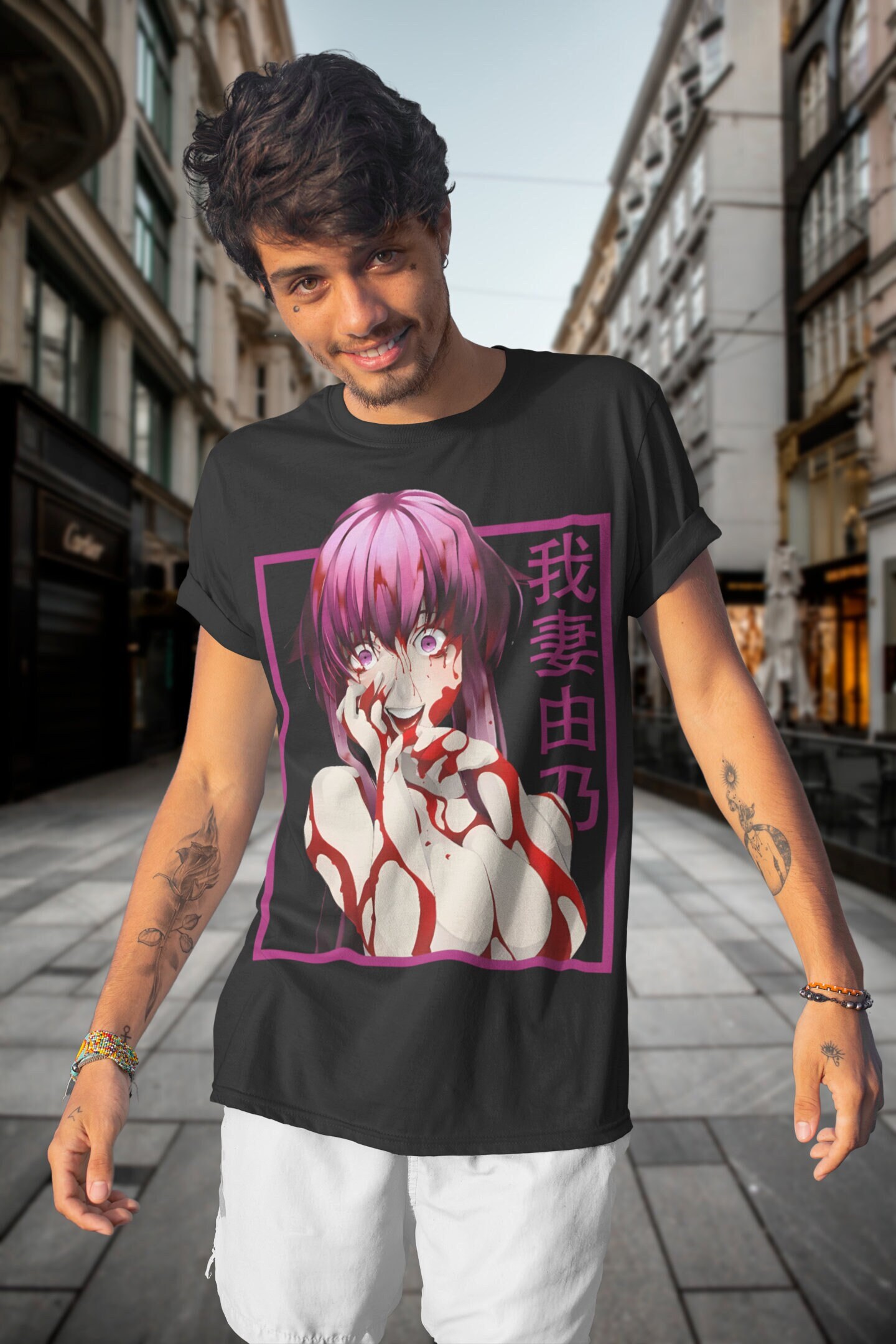Yukiteru Amano Camiseta 100% Algodão Mirai Nikki Anime Mirai Nikki  Personagens Manga Raidendesigner Japonês Raiden Designer Shop - AliExpress