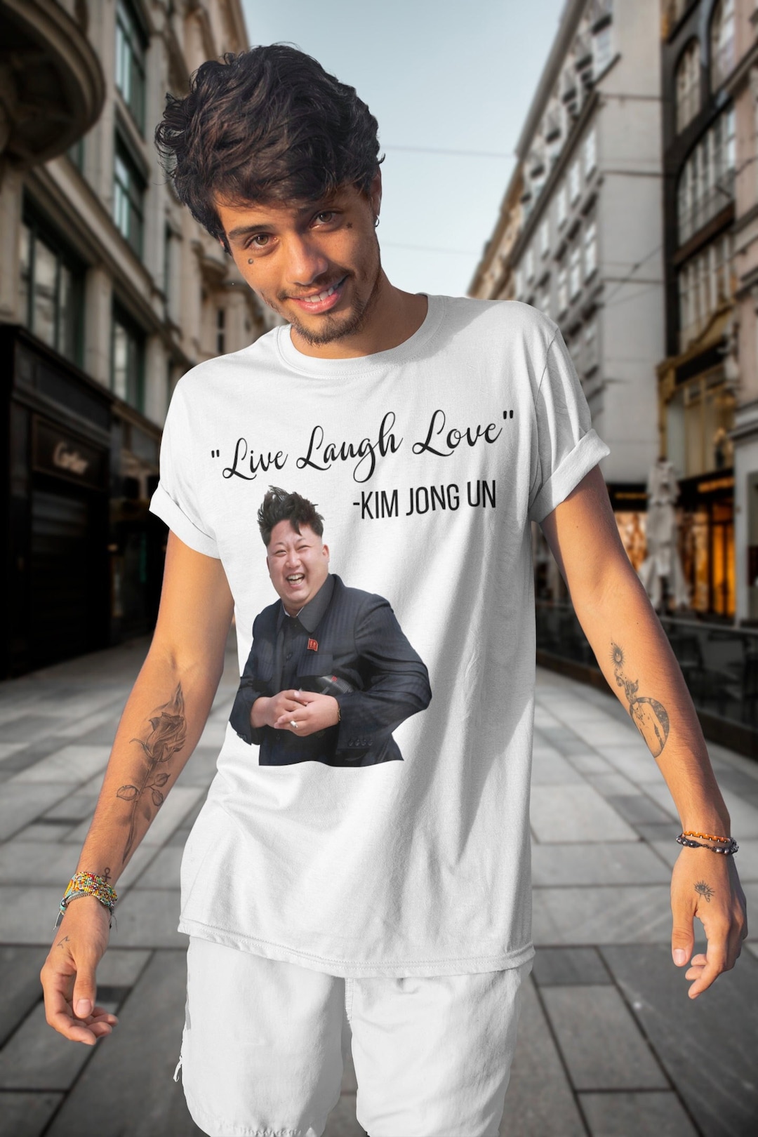 Kim Live Laugh Love Jong Meme Unisex Graphic Tee, Funny Tshirt, Meme